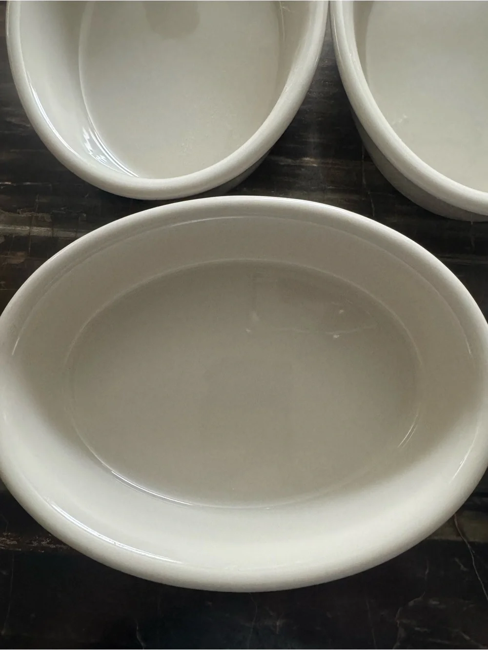 5-Piece White Ceramic Oval Ramekin Set for Baking and Serving